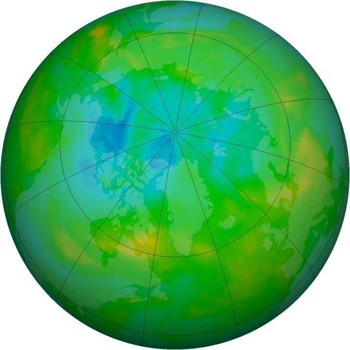 Arctic ozone map for 05 August 1989